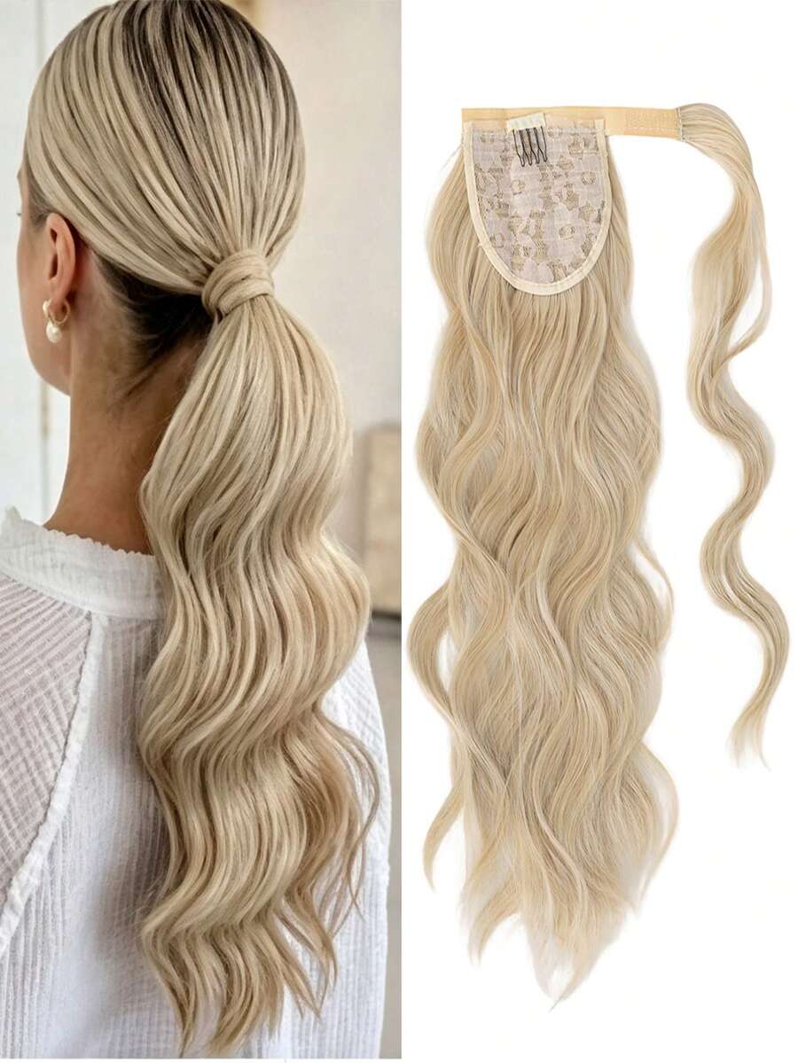 Synthetic Ponytail Extension, 18" Wrap Around Ponytail Hair Extensions Wavy Curly Clip In Pony Tails Hairpieces For Women, Halloween - Multicolor - View 1