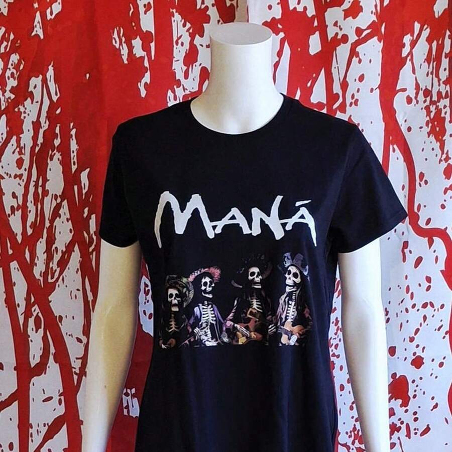 Mana, R1OCk MexiC1Ano Band, Black T1S1Hirt, For WoM1en DTP - Negro - Ver 1