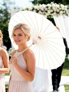 6/1pc Vintage White Paper Umbrella – 39.98cm, Foldable And Portable, Perfect For Weddings, Festivals And Home Decor, Sun Protection, Artistic Design, Photography Parasol - Creamy White - View 8