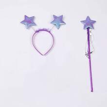 1 Set 2pcs Star Fairy Magic Wand With Princess Headband, Performance & Photography Props, Halloween Costume Gift, Birthday Party Gift, Gathering Gift - Multicolor - View 5
