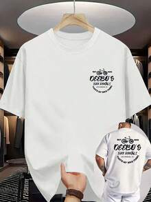[Selección Niu Wang]Nueva camiseta de manga corta casual para hombre de verano, con cuello redondo acanalado, estampada tanto en la parte delantera como en la trasera, hecha de tela de punto - Blanco - Ver 5