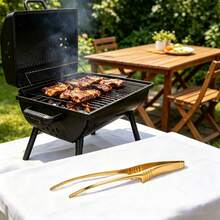 Premium Stainless Steel BBQ Tongs, Long Handle Heat-Resistant Non-Slip BBQ Tongs, Suitable For Camping, Restaurant, Home - Gold - View 5