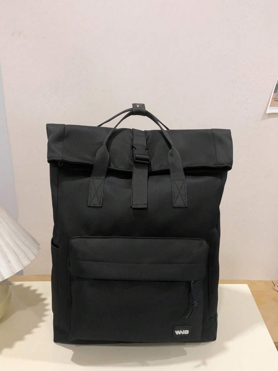 Women's Functional Single-Color Backpack, Suitable For Work And Travel, Minimalist Everyday Functional Backpack For Women, Minimalist Black Sports Backpack For - Army Green - View 1