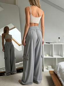 Lasy Women's Knitted Wide Leg Pants, Versatile Comfortable Sports Casual Pants, Perfect Choice For Daily Commute. - Grey - View 7