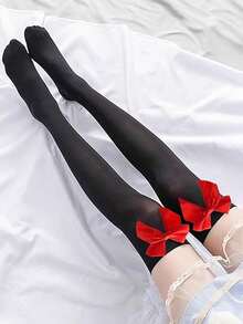 1 Pair Women's Velvet Over-The-Knee Thigh High Socks, Long Tube Socks, Non-Slip - Multicolor - View 4