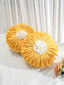 Funda de cojín redonda con pétalos de girasol 3D hechos a mano, funda de cojín con textura floral en capas estereoscópicas, funda decorativa estética para todas las estaciones para sofá, dormitorio, balcón, cabaña, sala de estar, solo la funda de cojín, no incluye el relleno - Multicolor - Ver 7