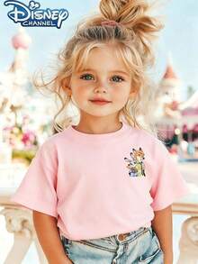 Official Disney Licensed Tween Girls 4-12 Soft Cotton Graphic Tees Zootopia Judy Nick Stylish Relaxed Fit Summer Outfits New Arrival Express Delivery - 粉色 - 查看 2