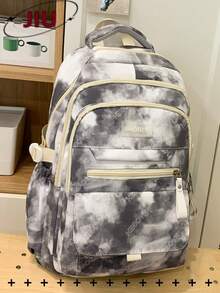 Cloud-Shaped Nylon Backpack With Multiple Compartments, Fits A 15.6-Inch Laptop, Lightweight Backpack With Multiple Pockets, Large-Capacity Multifunctional Travel Backpack, Bag - Black - View 1