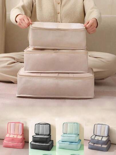 3/1pc Storage Cubes, Organizer Luggage Storage Bags, Travel Accessory Storage Bags, Unisex Travel Organizer Bags, Clothing Luggage Storage Set, Cruise Vacation Beach Travel Supplies, Summer Women's Travel Essentials, Holiday Travel Handbags, Suitable For Clothing, Shoes, Cosmetics, Travel Luggage Organization, Travel Accessory Storage, Preferred Storage Cubes