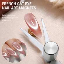 Herramienta magnética 2 en 1 para arte de uñas con forma de ojo de gato en V francés, herramienta magnética fuerte para arte de uñas, adecuada para esmalte de uñas en gel, accesorios DIY para arte de uñas, adecuada para mujeres, salones de uñas y DIY en casa, imán para arte de uñas, diseño de arte de uñas, productos para arte de uñas, herramienta magnética redonda, suministros para arte de uñas - Multicolor - Ver 2