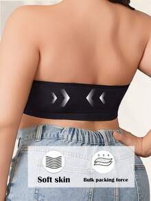 2pcs Plus Size Women Strapless Bra, Side Buckle Adjustable Invisible Shoulder Strap Wireless High Elastic Full Coverage Everyday Bra - Multicolor - View 2