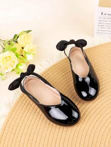 1 Pasang Sepatu Flat Elegan Minimalis Gaya Inggris Warna Polos untuk Anak Perempuan, Cocok untuk Pemakaian Sehari-hari, Musim Semi/Panas - Hitam - View 6