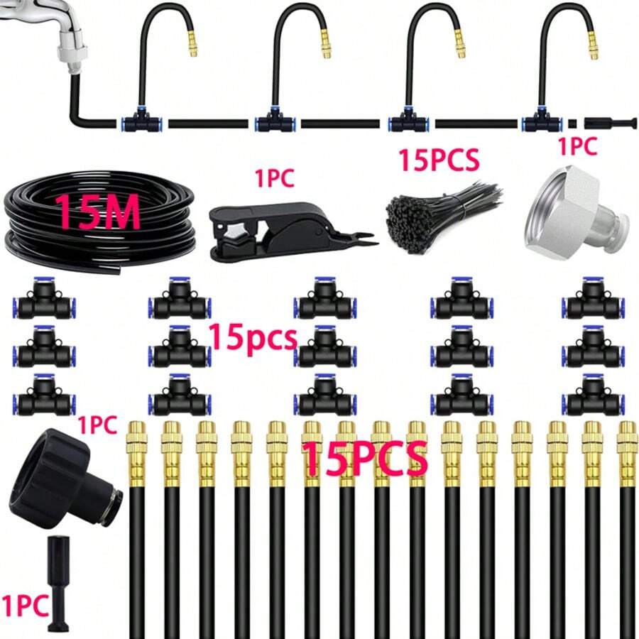 DIY Drip Irrigation Kit, Automatic Drip Irrigation System, 360° Flexible Garden Irrigation System, Garden Watering System, Adjustable Flexible Nozzle Copper Spray System, Suitable For Garden