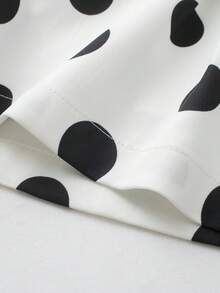 High Waist Polka Dot Print Pleated Casual Shorts Summer White - White - View 4