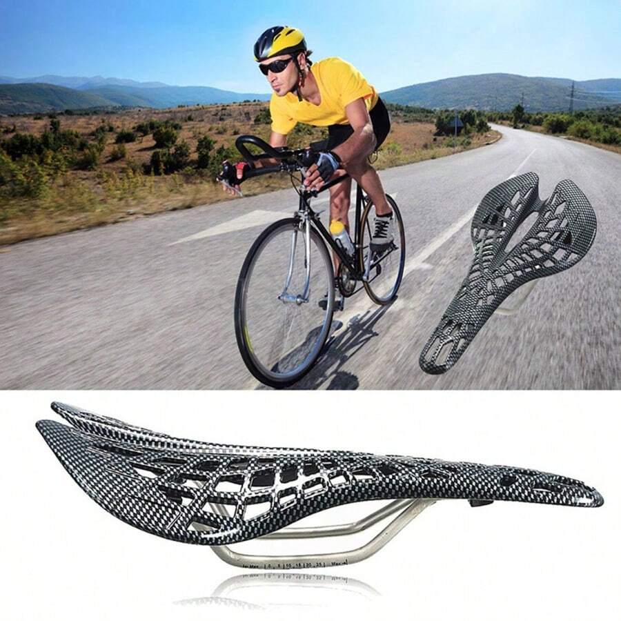 1pc Carbon Fiber Bicycle Saddle, Spider Seat, Breathable Comfortable Cycling Seat, Suitable For Road/Mountain Bike Riding Equipment - Multicolor - View 1