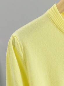GIGOGOU 大尺碼 1XL-4XL 秋冬基礎款女式針織開襟衫，柔軟舒適休閒長袖毛衣上衣，秋季外套 - 黃色 - 查看 7