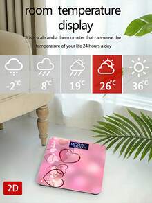 Timbangan Kamar Mandi Digital 2D Datar Dekoratif dengan Layar LED, Cocok untuk Pusat Kebugaran dan Studio Yoga, Ideal untuk Penggunaan Jangka Panjang di Kamar Mandi, Penolong Hebat bagi Penggemar Kebugaran dan Olahraga, Menggunakan Baterai AAA (Tidak Termasuk), 1 buah - A - View 6