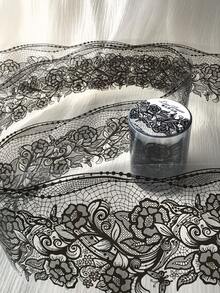 1 Roll 2m Vintage Black Lace PET Transparent Tape French Floral Lace Edge Washi Tape Junk Journal Collage Decoration Base Material - JD632 - View 2