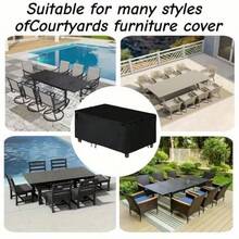 Garden Furniture Cover With 2 Handles, Patio Furniture Cover, Square Table And Chair Furniture Cover, Durable And Thickened Polyester Material, UV Resistant, Essential For Patio Owners - Black - View 7