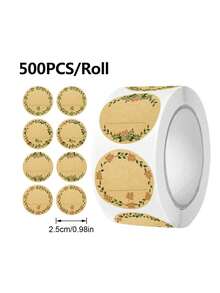 15/1000pcs Kraft Paper Stickers, Round Floral Pattern Stickers, Jar Labels, Food Storage Labels, Kitchen Labels, Gift Bag Seal Stickers, Back To School Supplies - View 8