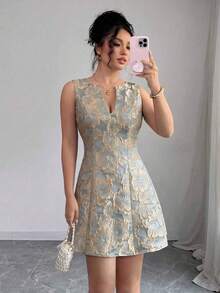yonghongmaoyi1  Vestido corto de mujer para primavera/verano, exquisito y elegante, para ir al trabajo, banquetes, fiestas y calle, estilo fra - Verde - Ver 5