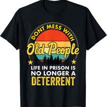 Don't Mess With Old People Life In Prison Vintage Senior T-Shirt - Black - View 1