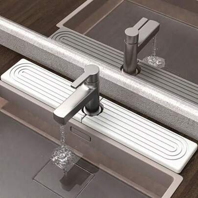 Alfombrilla para grifo de fregadero de cocina - Piedra de diatomita súper absorbente de secado rápido, protector contra salpicaduras de secado rápido, evita la acumulación de humedad en el fregadero, protector duradero para cocina y encimera de baño