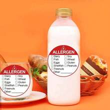 1/2 Volumes [500 Pieces Per Volume] Allergen Warning Labels, Large 3.8cm Round, Food Rotation Stickers, Suitable For Grocery Store Food DIY Packaging, PVC Sticker Seals Scrapbook Supplies Scrapbooking - Multicolor - View 4
