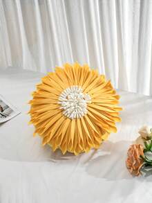 Funda de cojín redonda con pétalos de girasol 3D hechos a mano, funda de cojín con textura floral en capas estereoscópicas, funda decorativa estética para todas las estaciones para sofá, dormitorio, balcón, cabaña, sala de estar, solo la funda de cojín, no incluye el relleno - Multicolor - Ver 6