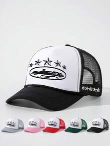 1/2pc Embroidered 5-Star Baseball Sponge Mesh Cap, Outdoor Adjustable Sun Protection Casual Hat, Suitable For Spring/Autumn Travel, Beach Vacation, Men/Women Sun Hat, Y2K Style Youth Cap - Hat - View 19