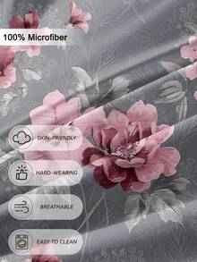 3件組花卉枝葉植物印花被套組，超柔軟透氣高級四季床品，可機洗、耐褪色、防起球、防縮水、防皺，時尚波西米亞/鄉村/現代極簡臥室裝飾，適用於特大/大/雙人/單人床，適合居家、宿舍、公寓、客房、度假租賃及禮品 - 彩色 - 查看 5