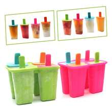 Juego minimalista de moldes de silicona para hielo: moldes de silicona con asas, ideales para baños y cocinas modernas, fáciles de desmoldar y perfectos para hacer helado casero. - Rosa + Verde - Ver 4