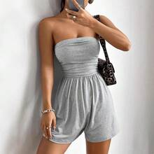 Vestido de Noche 2026 para Mujer, Mono de Moda con Estampado de Leopardo, Ropa de Mujer de Talla Grande en Color Sólido para Vacaciones de Verano - Gris Claro - Ver 3