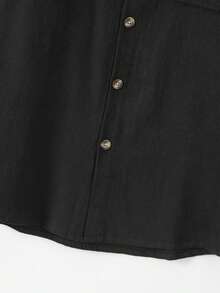 Men's 2 Pieces Linen Set, Summer New Men's Multi-Pocket Cargo Shirt Outfit, Loose Short Sleeve + Straight Leg Pants - Black - View 8