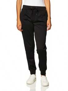Hanes Pantalones de chándal de Forro Polar con Bolsillos Pantalones para Mujer - Negro sólido/ negro jaspeado - Ver 1