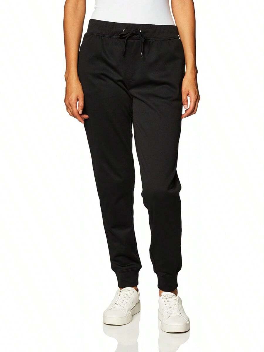 Hanes Pantalones de chándal de Forro Polar con Bolsillos Pantalones para Mujer - Negro sólido/ negro jaspeado - Ver 1