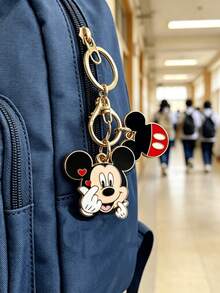 1/2pcs Disney New Cute Heart-Shaped Mickey Minnie Mouse Couple Keychain, Unisex Exquisite Metal Bag Charm Key Chain - Multiple Styles - View 3