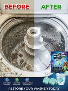 Deep Cleaning Washing Machine Cleaner Effervescent Tablets, Powerful Odor Remover & Laundry Tub Stain Lifter, Multi-Effect Washer Cleaner Suitable For Front & Top Loader, Household Cleaning Supplies - Multiple Forms - View 9