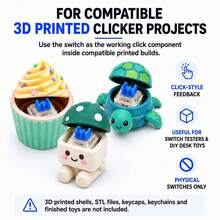 60pcs Blue Mechanical Keyboard Switches 3D Printed Fingertip Stress Relief Clicker Inserts 3-Pin Tactile Replacement Switch Set With Switch Puller And Cleaning Brush - View 4