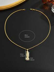 1pc Men's 18K Gold Plated Hip Hop Style Full Zirconia Grim Reaper Necklace, Streetwear Accessory, Gothic Dark Style Jewelry, Suitable For Daily Fashion Wear - Gold - View 3