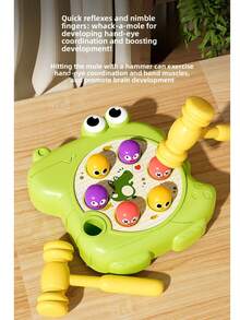 Smooth Crocodile Whack-A-Mole Toy, Baby Hammering Game, Dual Hammers Durable Drop-Resistant Educational Enlightenment Toy, Baby Hand Strength Training, Parent-Child Interactive Desktop Small Toy. - Multicolor - View 8