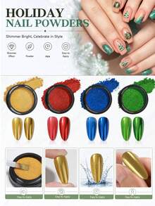 4 Colors Metallic Nail Powder Set Y2K Mirror Gold Silver Decorative Matte Glitter Nail Art Accessories - Multicolor - View 1