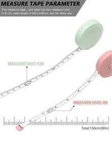 1pc/2pcs Retractable 60 Inch Soft Mini Tape Measure, Suitable For Waist Measurement, Small Object Measurement, Handicrafts, Outdoor Portable, Office And School - A - View 3