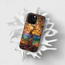 Funda para Teléfono Árbol de la Vida: Arte en Vidrio Manchado, Protección de Doble Capa para iPhone, HONOR, , OPPO - Multicolor - Ver 4