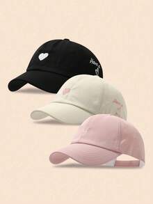 1件女款愛心刺繡網眼棒球帽，百搭夏季遮陽帽 - 彩色 - 查看 1