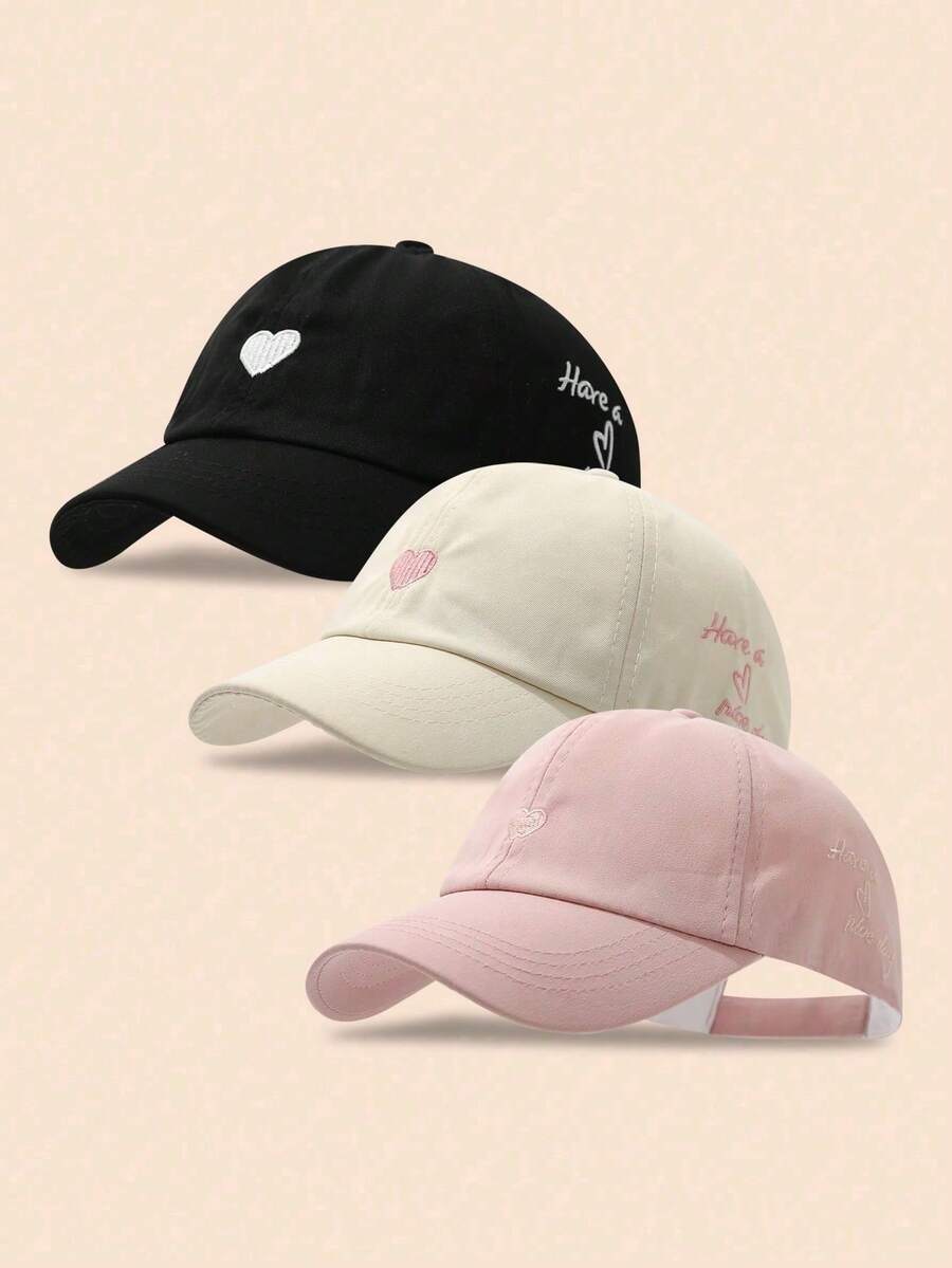 1件女款愛心刺繡網眼棒球帽,百搭夏季遮陽帽 - 彩色 - 查看 1