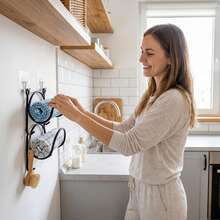 2 Towel Racks - Wall-Mounted Shelf With Hooks - Easy To Install, Space-Saving Design, Suitable For Elegant Bathroom And Kitchen Decor Multifunctional Storage | Smooth Metal Surface | Sturdy Structure, Bathroom Organization And Storage - 6pcs - [2 Shelves + 4 Hooks] - View 5