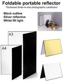 A4尺寸 30cm/60cm 2合1/3合1 反光板 金色/銀色 迷你便攜攝影反光板,可折疊戶外補光板,人像攝影補光反光板,便攜折疊戶外自拍道具 - 查看 3