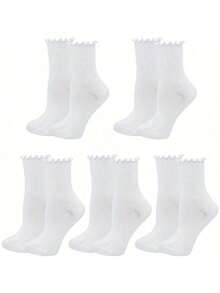 1/3/5/10/20 Pasang Kaos Kaki Pendek Wanita Lucu dengan Hiasan Rumbai, Putih dan Hitam, Campuran Poliester Spandex, Dapat Dicuci dengan Mesin - MultiWarna - View 3