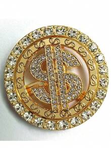 1 pieza Pegatina decorativa de aleación con strass para la parte trasera de la funda del teléfono, encanto giratorio redondo de color oro/plata para la parte trasera del teléfono, accesorio DIY para funda de teléfono con decoración de strass en forma de signo de dólar, adecuado para la mayoría de las fundas de teléfono, fundas de teléfono transparentes, decoración de la parte trasera del teléfono y combinación personalizada diaria - Multicolor - Ver 6